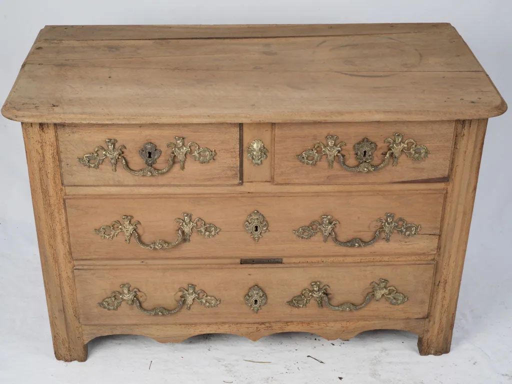 18th-Century French Walnut Commode with Exquisite Bronze Ornaments 30¾"