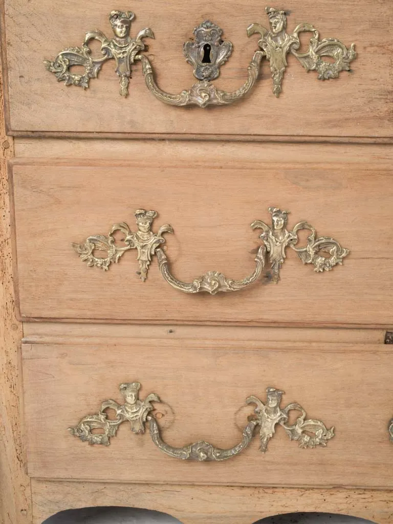 18th-Century French Walnut Commode with Exquisite Bronze Ornaments 30¾"