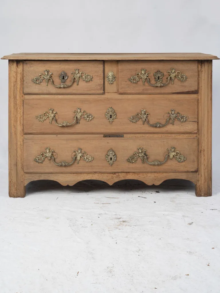 18th-Century French Walnut Commode with Exquisite Bronze Ornaments 30¾"