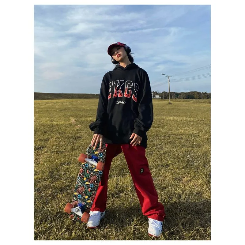 Anti-Pilling Plus Velvet Print Faux Cotton Stripe Double Layer Hoodie