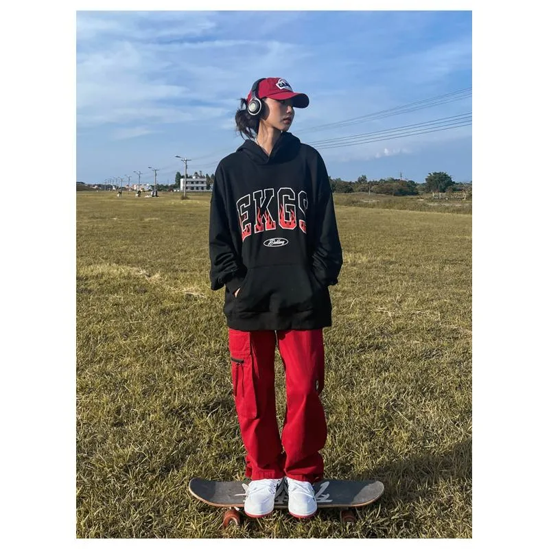 Anti-Pilling Plus Velvet Print Faux Cotton Stripe Double Layer Hoodie