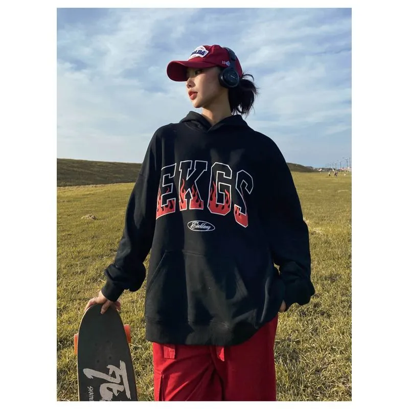 Anti-Pilling Plus Velvet Print Faux Cotton Stripe Double Layer Hoodie