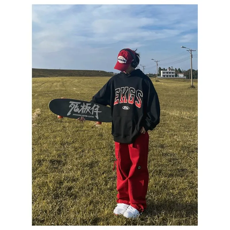 Anti-Pilling Plus Velvet Print Faux Cotton Stripe Double Layer Hoodie