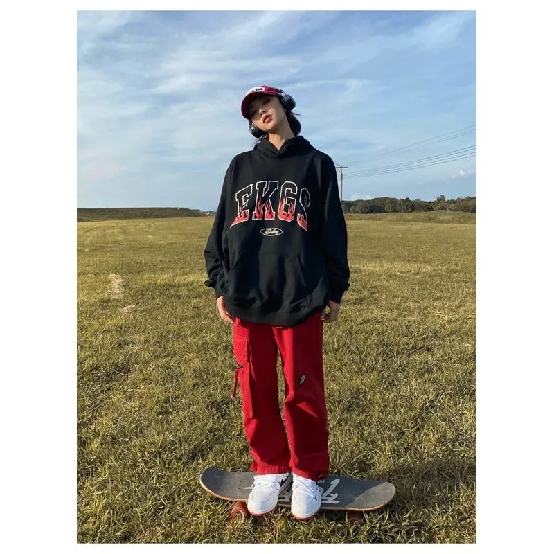 Anti-Pilling Plus Velvet Print Faux Cotton Stripe Double Layer Hoodie