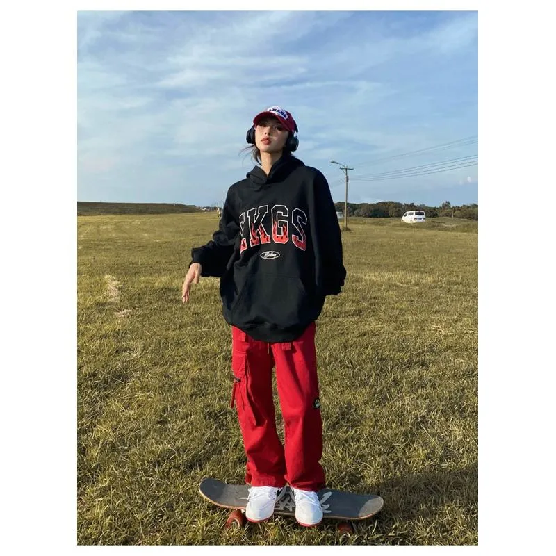 Anti-Pilling Plus Velvet Print Faux Cotton Stripe Double Layer Hoodie