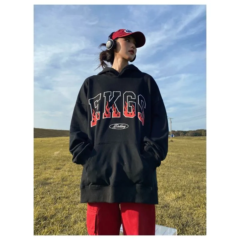 Anti-Pilling Plus Velvet Print Faux Cotton Stripe Double Layer Hoodie