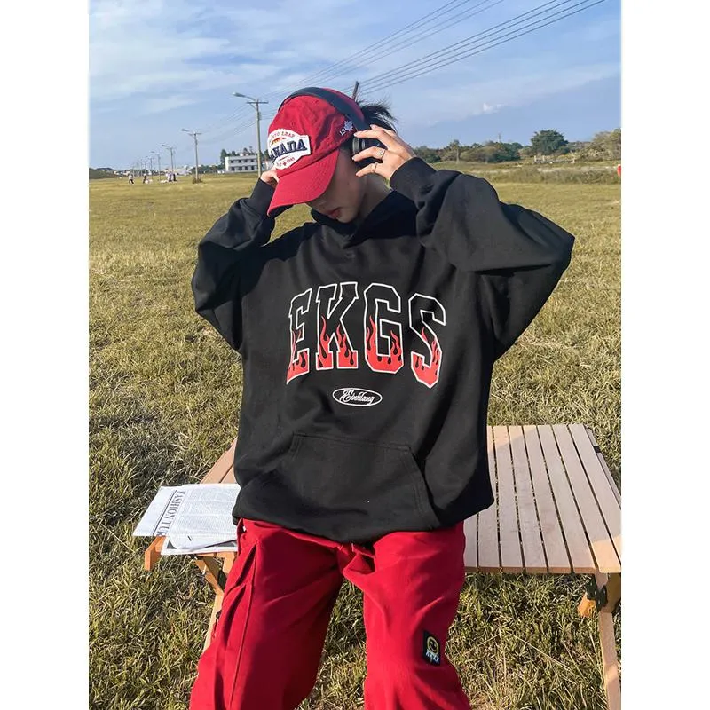 Anti-Pilling Plus Velvet Print Faux Cotton Stripe Double Layer Hoodie