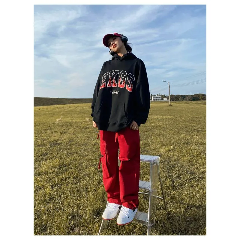 Anti-Pilling Plus Velvet Print Faux Cotton Stripe Double Layer Hoodie