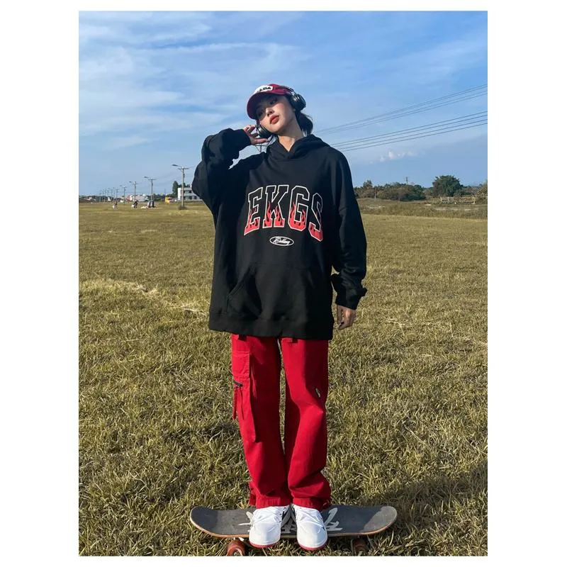 Anti-Pilling Plus Velvet Print Faux Cotton Stripe Double Layer Hoodie