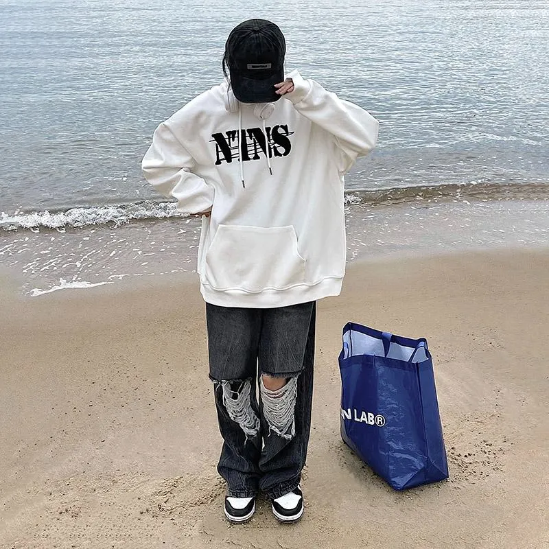 Anti-Pilling Plus Velvet Print Faux Cotton Stripe Double Layer Sweatshirt
