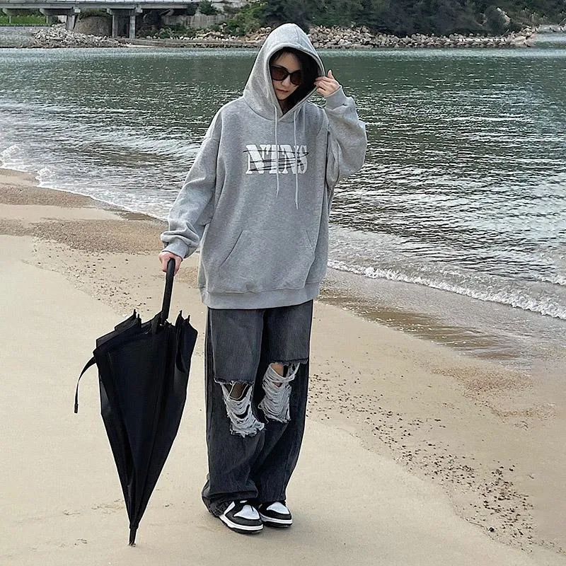 Anti-Pilling Plus Velvet Print Faux Cotton Stripe Double Layer Sweatshirt