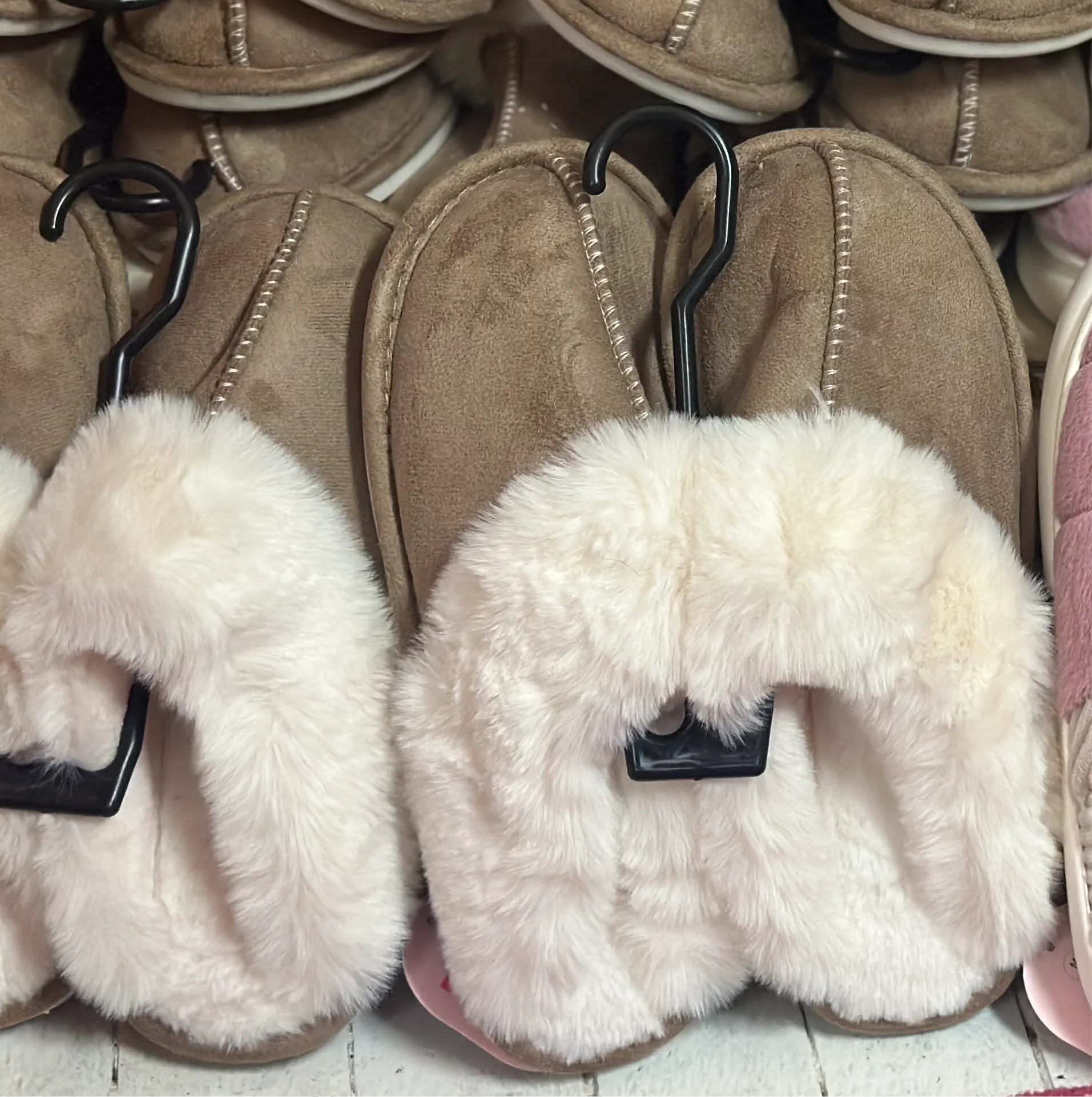 Beige Fuzzy Slippers