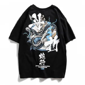 Boa Constrictor Printed Hip Hop Streetwear Loose Tees