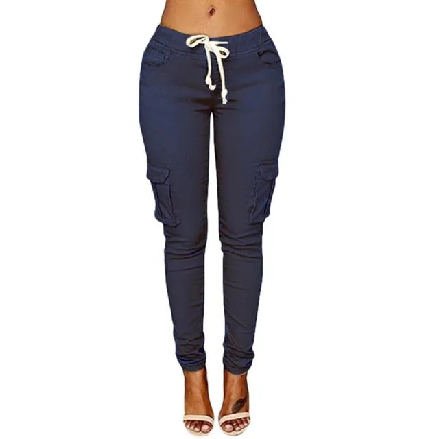 Cargo Pockets Drawstring  Pants