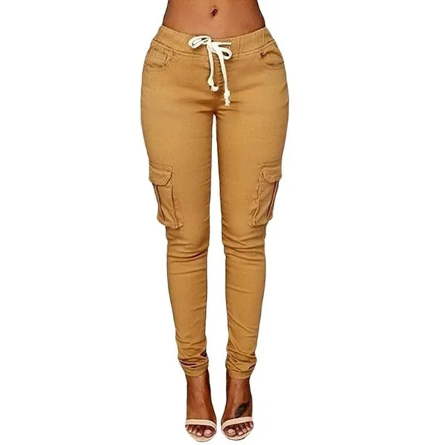 Cargo Pockets Drawstring  Pants