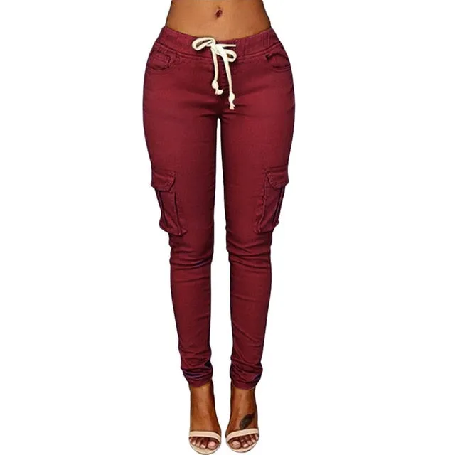 Cargo Pockets Drawstring  Pants
