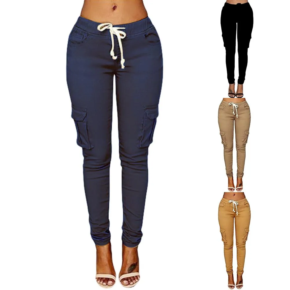 Cargo Pockets Drawstring  Pants