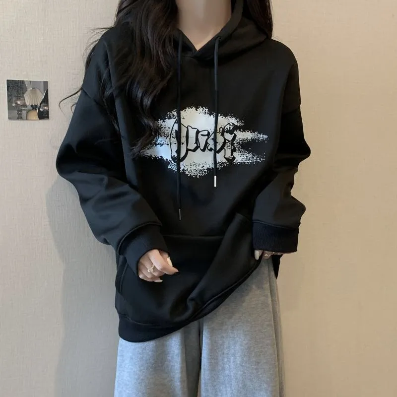 Chic Plus Velvet Thickened Hooded Composite Camel Velvet Silver Fox Hoodie