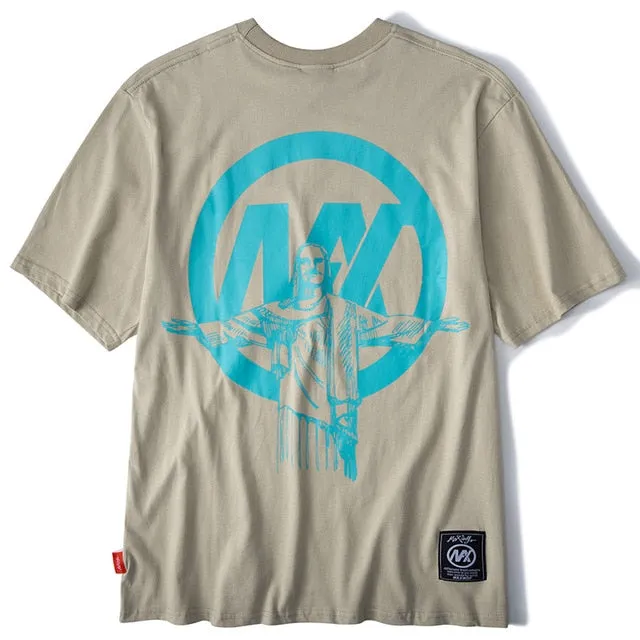 Christ The Redeemer Printed Hip Hop Streetwear Loose Tees