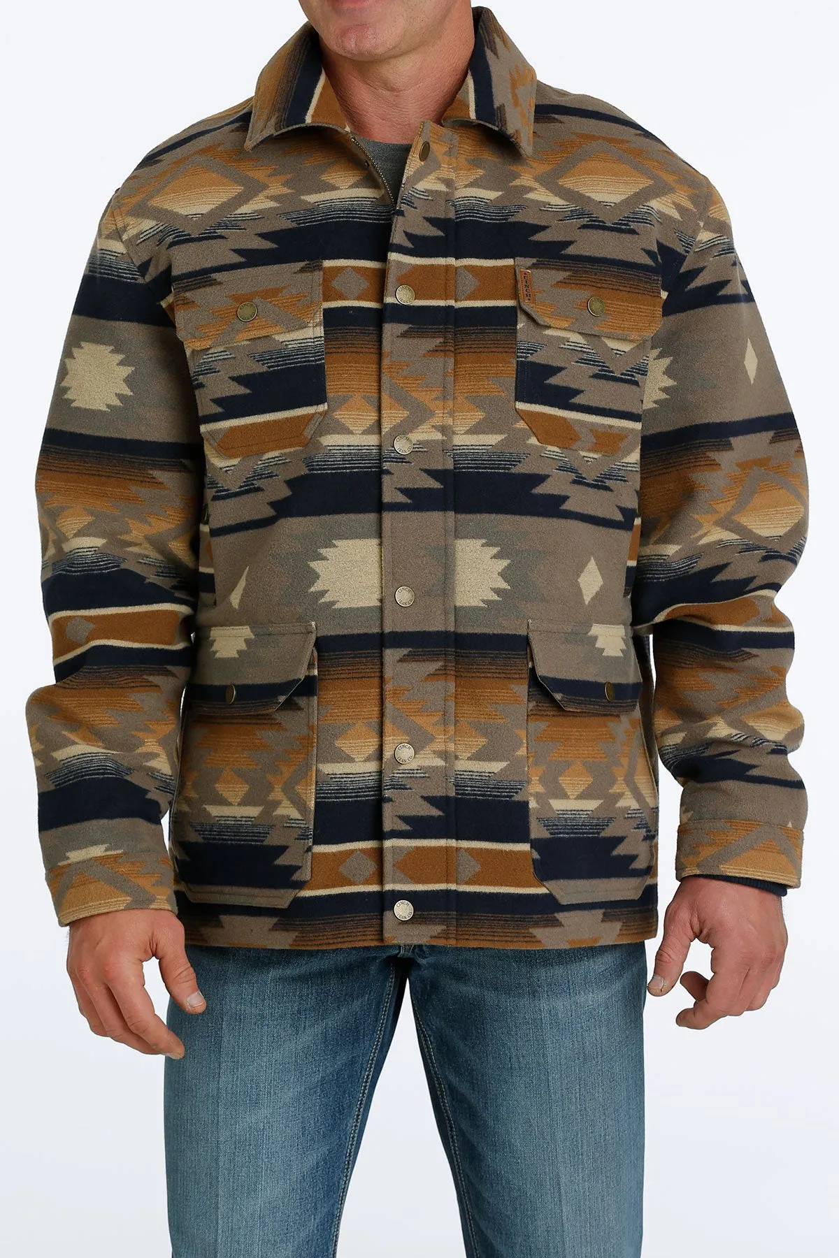 Cinch Multi Brown Aztec Print Frontier Coat for Men