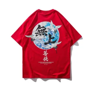 Crane & Big Waves Printed Hip Hop Streetwear Loose Tees