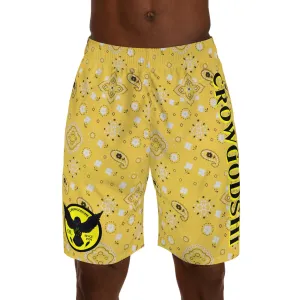 Crowgodshi Men's Yellow Colors Hawaiian Shorts
