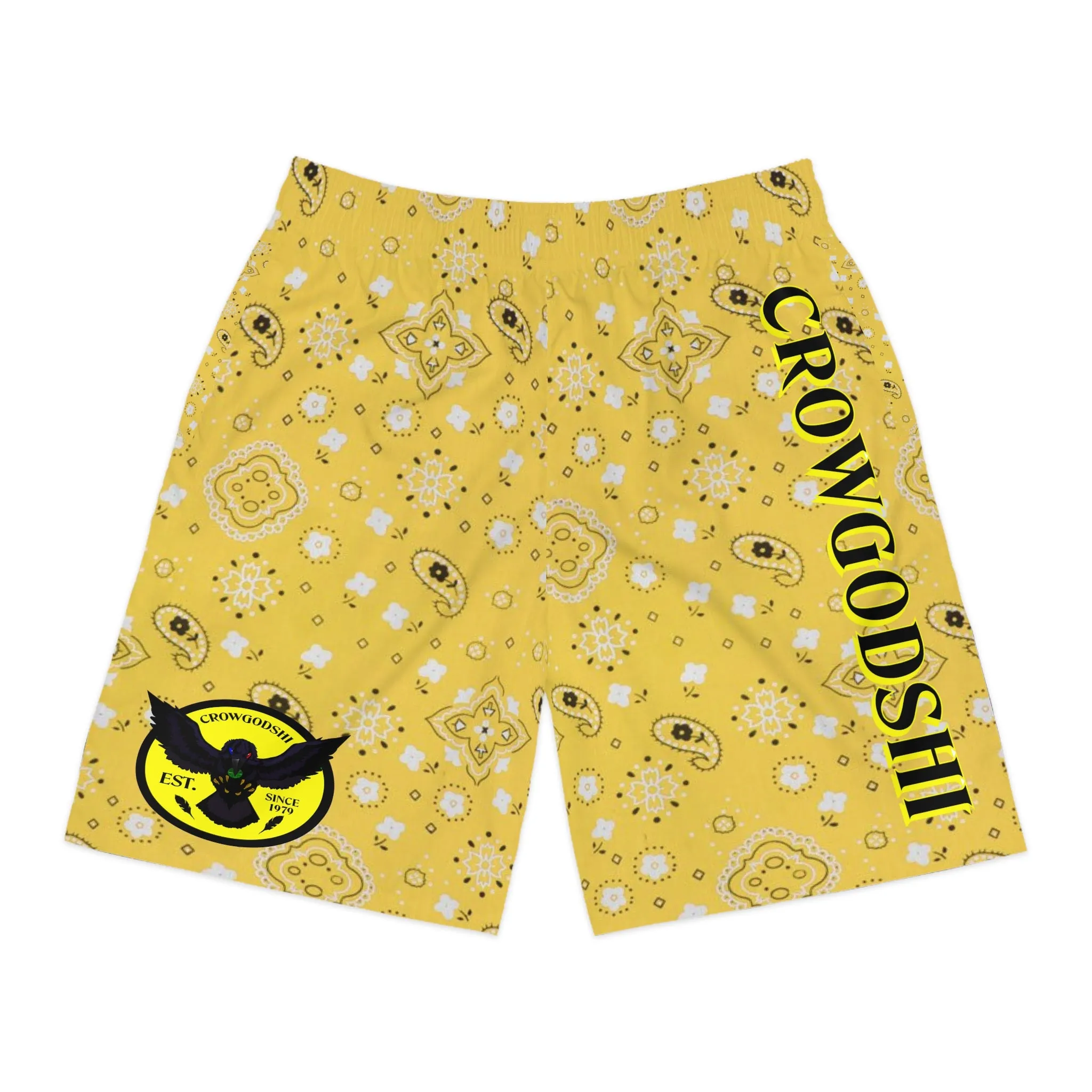 Crowgodshi Men's Yellow Colors Hawaiian Shorts