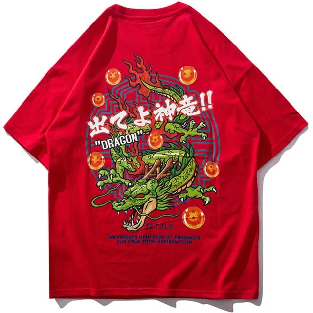 Dragon Balls Printed Hip Hop Streetwear Loose Tees