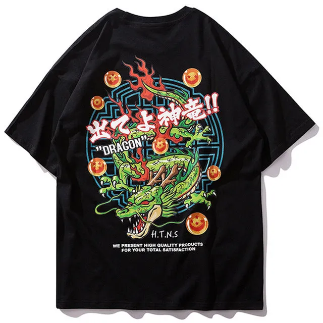 Dragon Balls Printed Hip Hop Streetwear Loose Tees