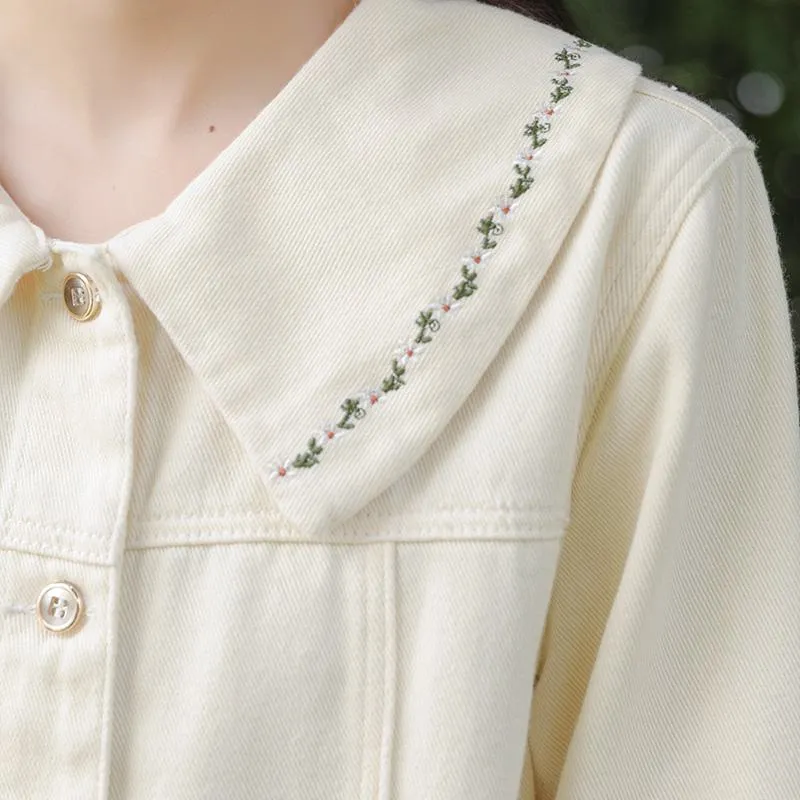 Embroidery Washed Denim Jacket