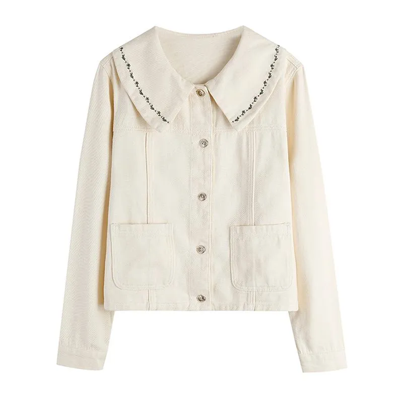 Embroidery Washed Denim Jacket