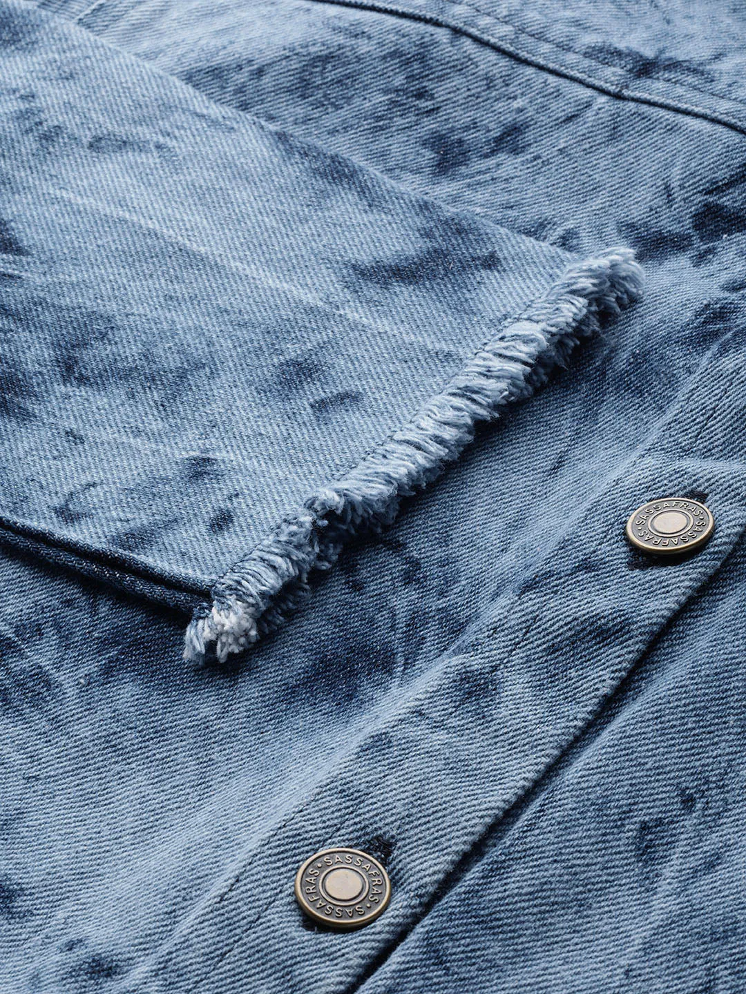 Ice Blue Tie-Dye Acid Wash Denim Jacket