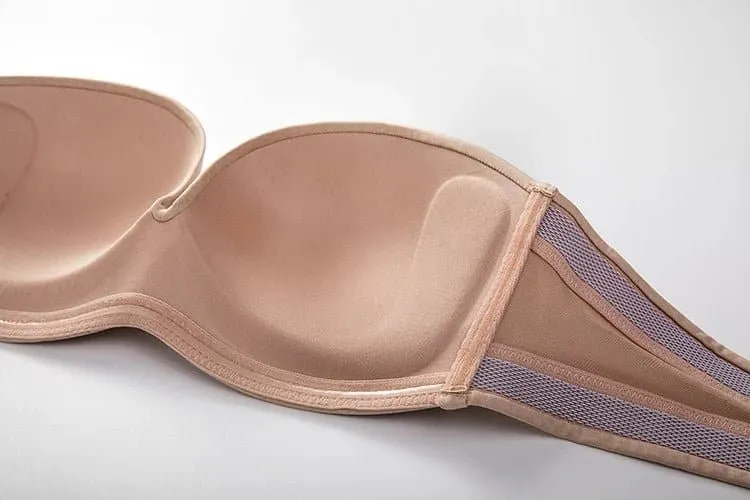 Invisible Strapless Bra with Plunge, Padded, and Push-Up Features