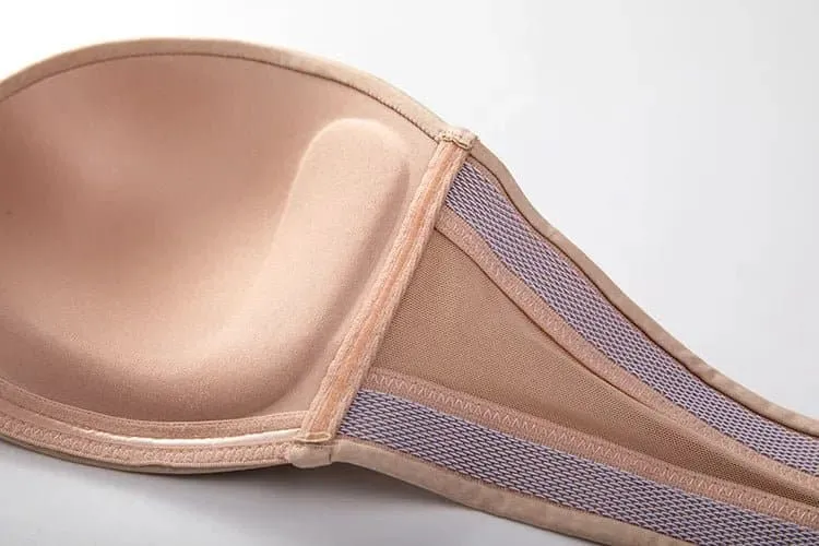 Invisible Strapless Bra with Plunge, Padded, and Push-Up Features