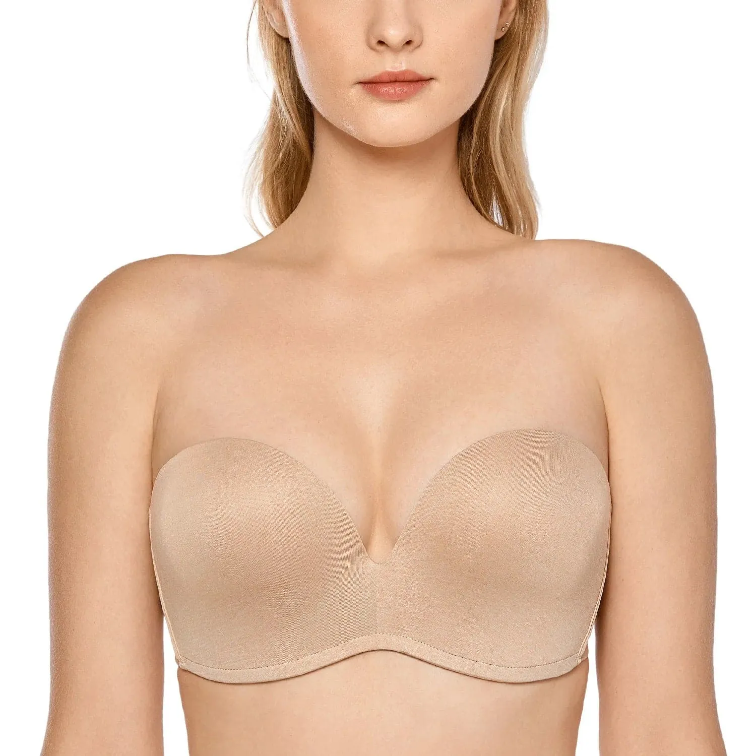 Invisible Strapless Bra with Plunge, Padded, and Push-Up Features