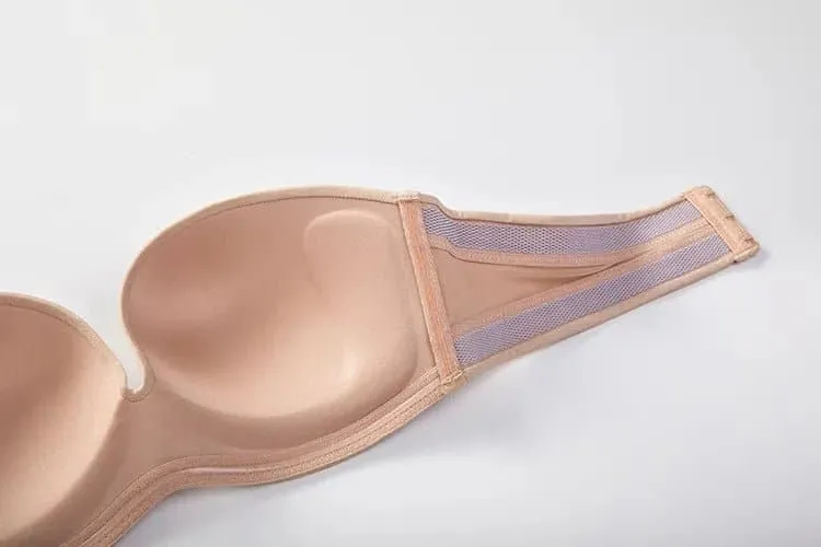 Invisible Strapless Bra with Plunge, Padded, and Push-Up Features