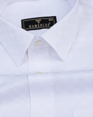 Jasmine White Self Checked Jacquard Premium Cotton Shirt