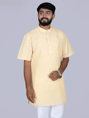 Light Yellow Handwoven Organic Cotton Men Kurta