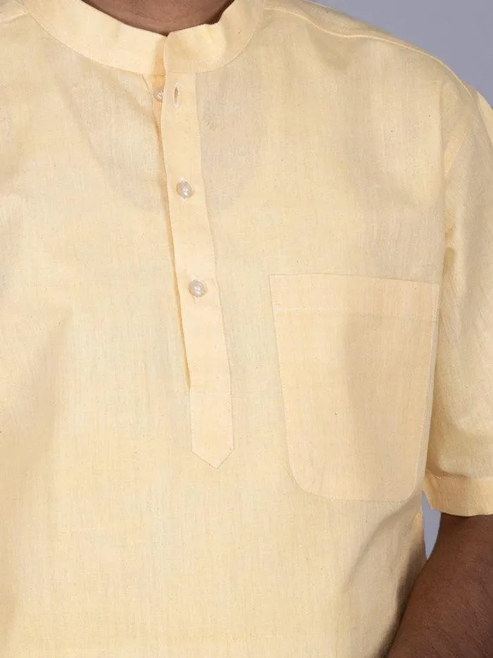 Light Yellow Handwoven Organic Cotton Men Kurta