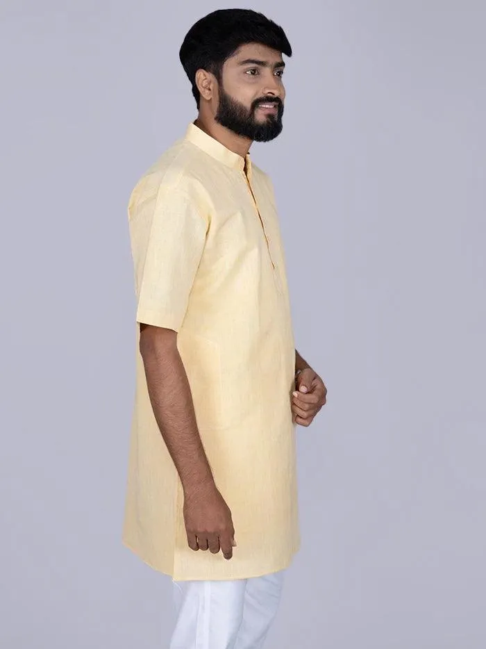 Light Yellow Handwoven Organic Cotton Men Kurta