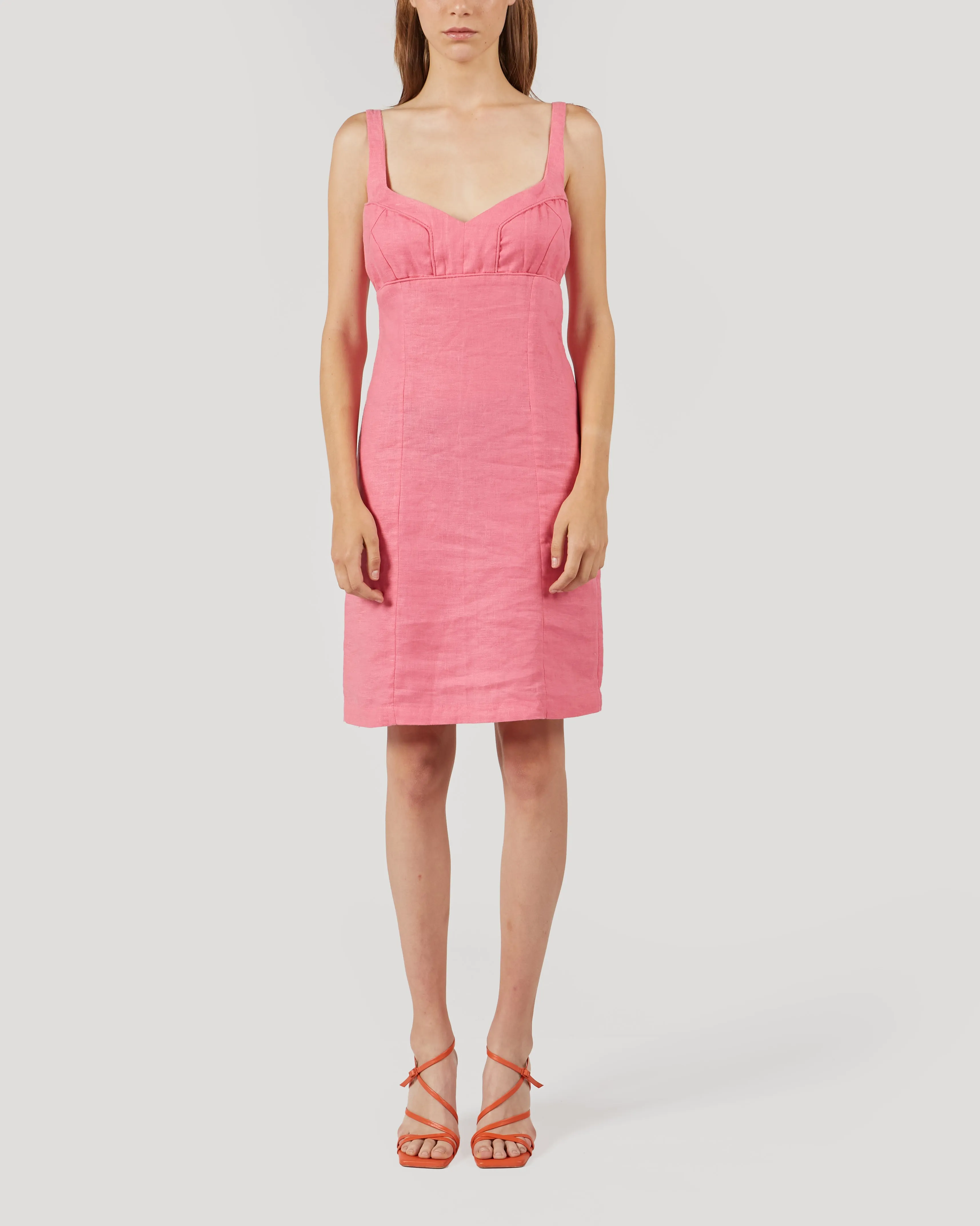 LINEN SHORT DRESS IN PINK