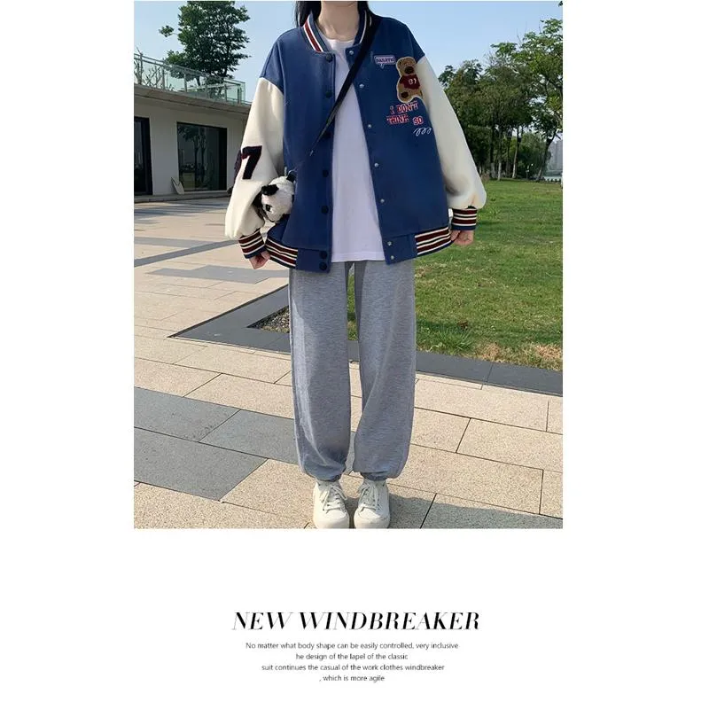 Loose Fit Thickened Preppy Style Varsity Jacket