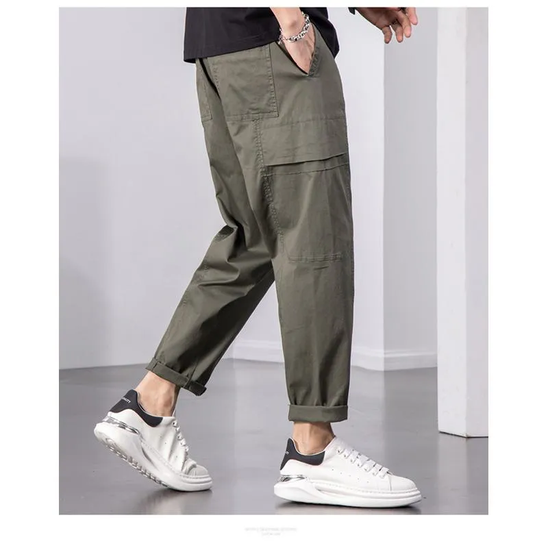 Loose-Fit Washed Workwear Versatile Pants