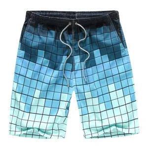 Men Swimming Trunks Plaid Beach Leisure Loose