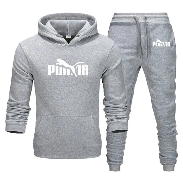 Men's Track Field Sportswear Fleece Thickened Hooded Boutique Clothing Casual Hoodies Suit Jacket   Pants Warm Winter Sweatshirt