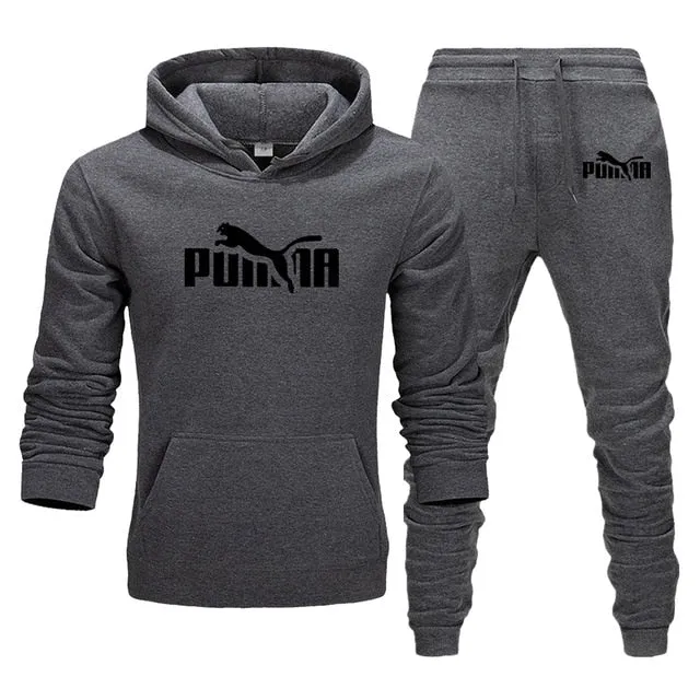 Men's Track Field Sportswear Fleece Thickened Hooded Boutique Clothing Casual Hoodies Suit Jacket   Pants Warm Winter Sweatshirt