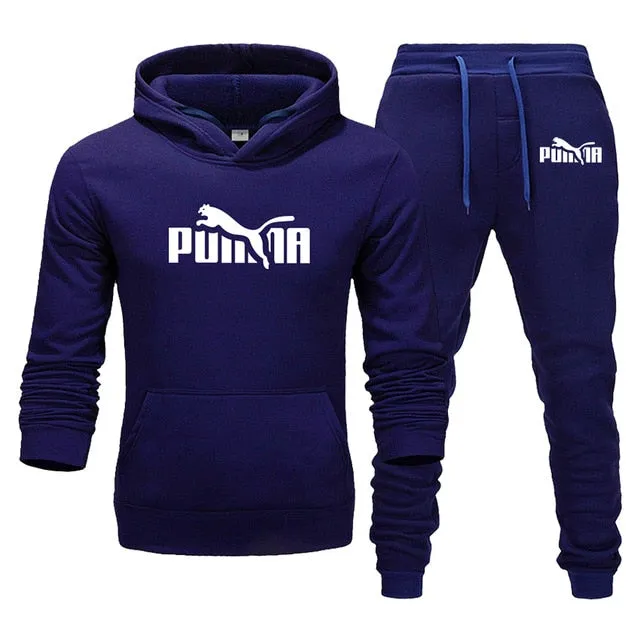 Men's Track Field Sportswear Fleece Thickened Hooded Boutique Clothing Casual Hoodies Suit Jacket   Pants Warm Winter Sweatshirt