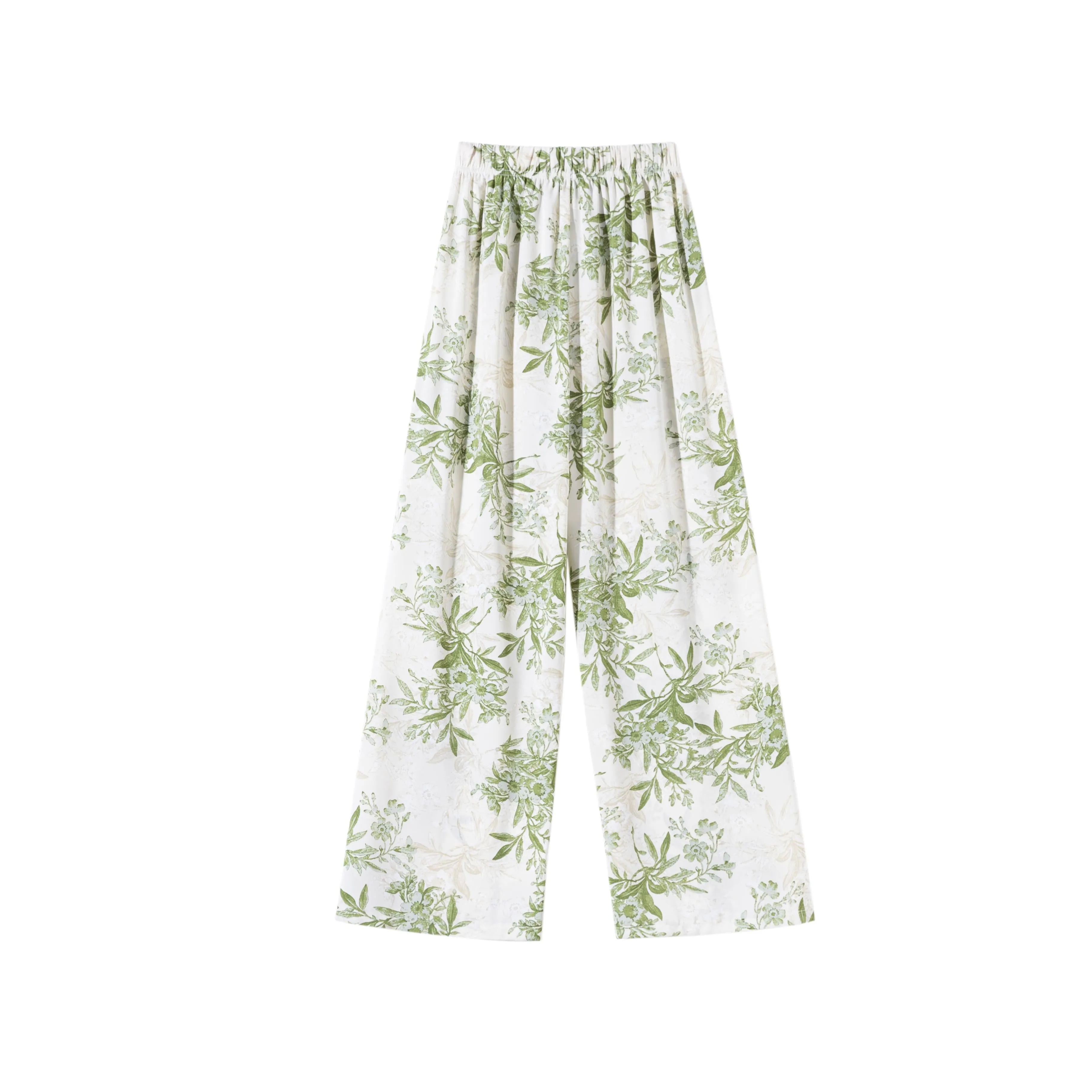 Printed High-Waisted Straight Leg Casual Slimming Look Silky Pants