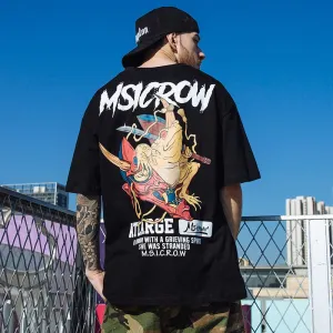 Samurai Frog Printed Hip Hop Streetwear Loose Tees