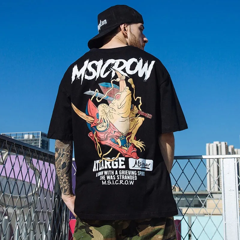 Samurai Frog Printed Hip Hop Streetwear Loose Tees